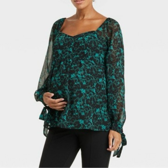 Ingrid & Isabel Tops - Women's Ingrid & Isabel Maternity Blouse Size M Green Floral NWT
